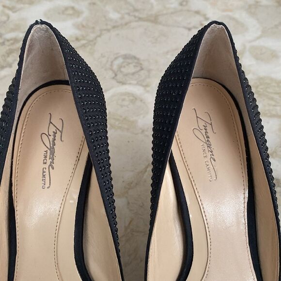 Imagine Vince Camuto Ossie Black Studded Stiletto Pumps - Picture 6 of 14